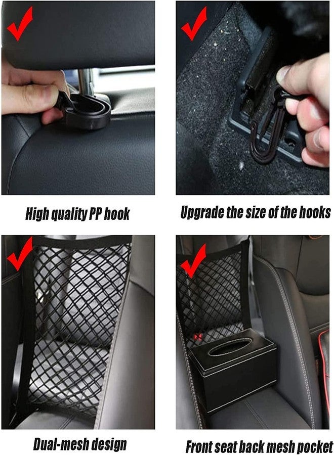 TAPUJI car mesh Organizer car mid net Between car Front Seats car Storage Accessories Interior car seat net Holder Barrier of Backseat Pet Kids,Cargo Tissue Purse Holder,Driver Storage Netting Pouch - Image 3